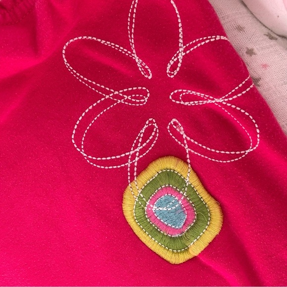 ⭒ 18-24M Little Tikes Pink Embroidered Flower Romper Ruffles Patches Buttons ⭒ - Picture 3 of 14